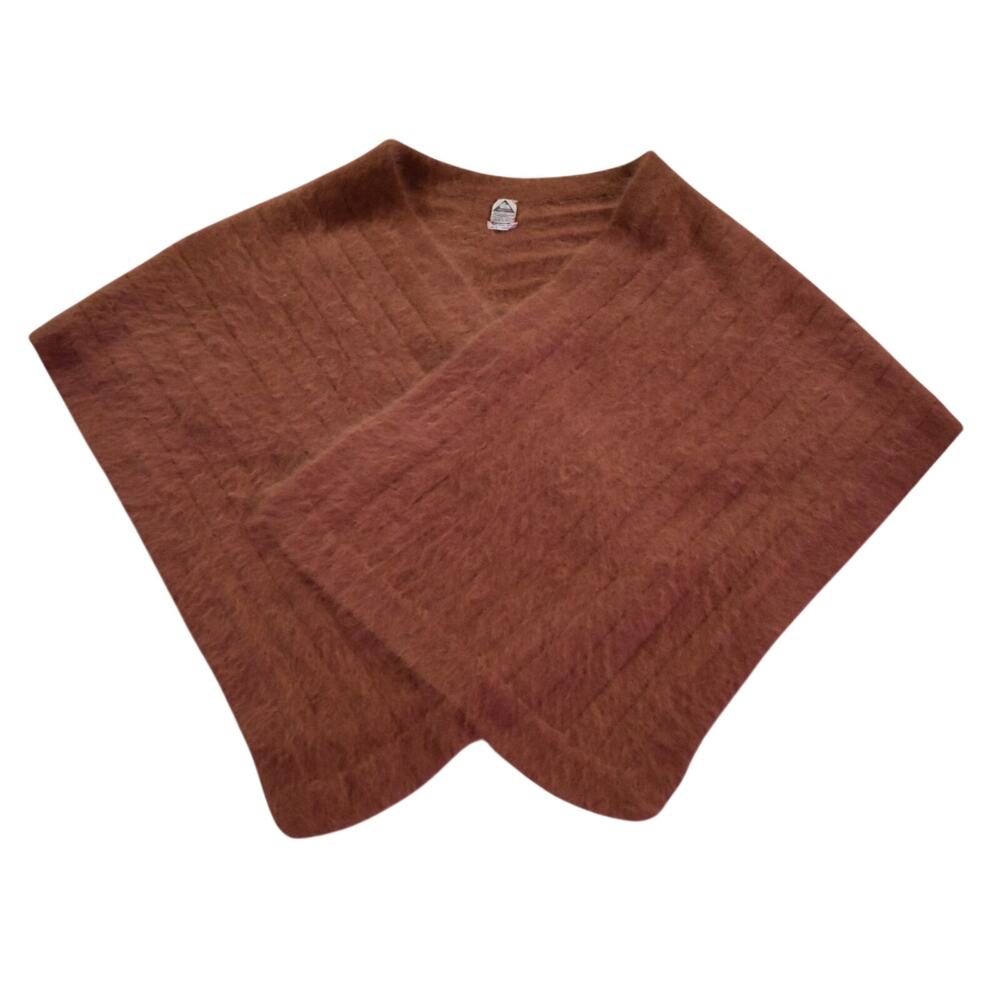 Vtg LUISA SPAGNOLI Brown Angora Knit Shawl Wrap Stole Shrug - Italy Made - FLAW
